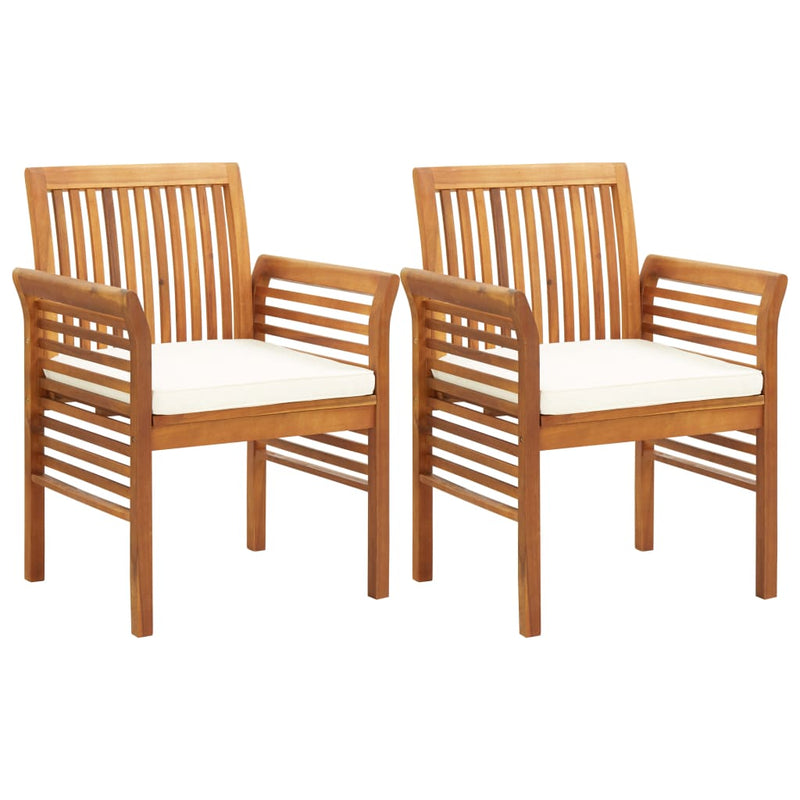 5 Piece Outdoor Dining Set with Cushions Solid Wood Acacia