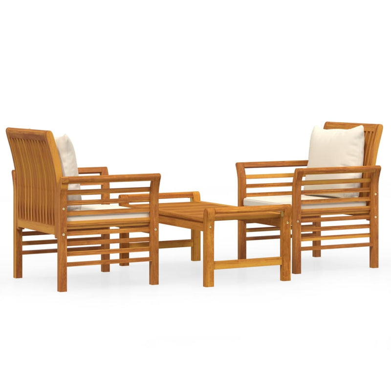 3 Piece Garden Lounge Set with Cushions Solid Wood Acacia