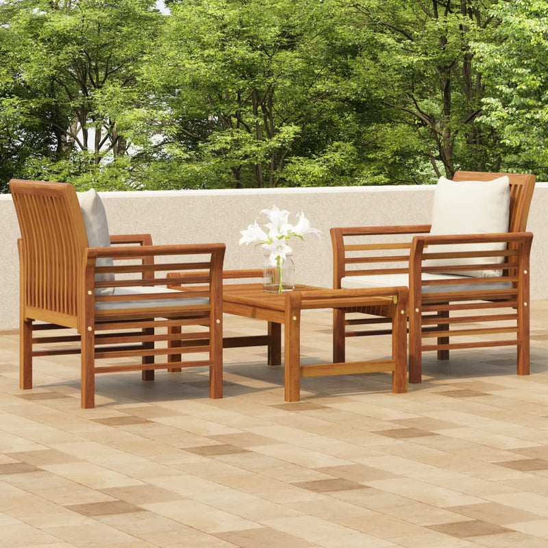 3 Piece Garden Lounge Set with Cushions Solid Wood Acacia