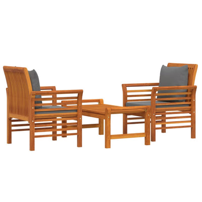 3 Piece Garden Lounge Set with Cushions Solid Wood Acacia