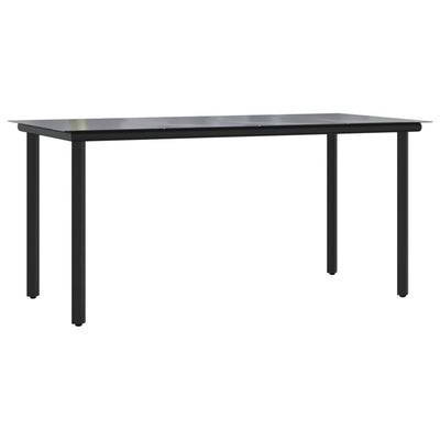 Garden Dining Table Black 160x80x74cm Steel and Tempered Glass