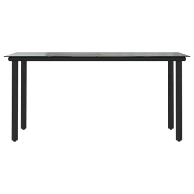 Garden Dining Table Black 160x80x74cm Steel and Tempered Glass