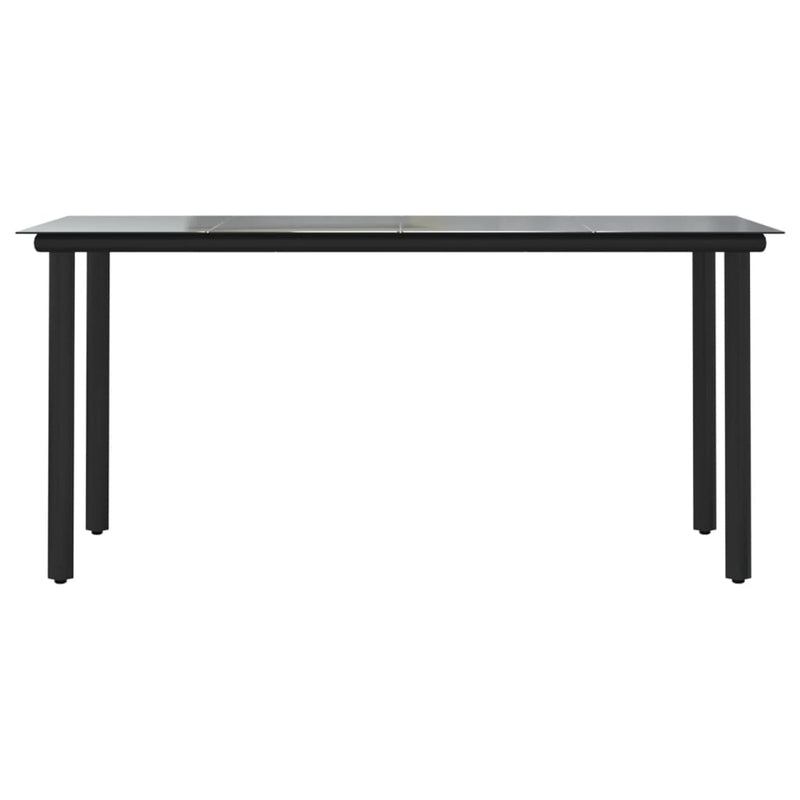 Garden Dining Table Black 160x80x74cm Steel and Tempered Glass