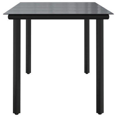 Garden Dining Table Black 160x80x74cm Steel and Tempered Glass