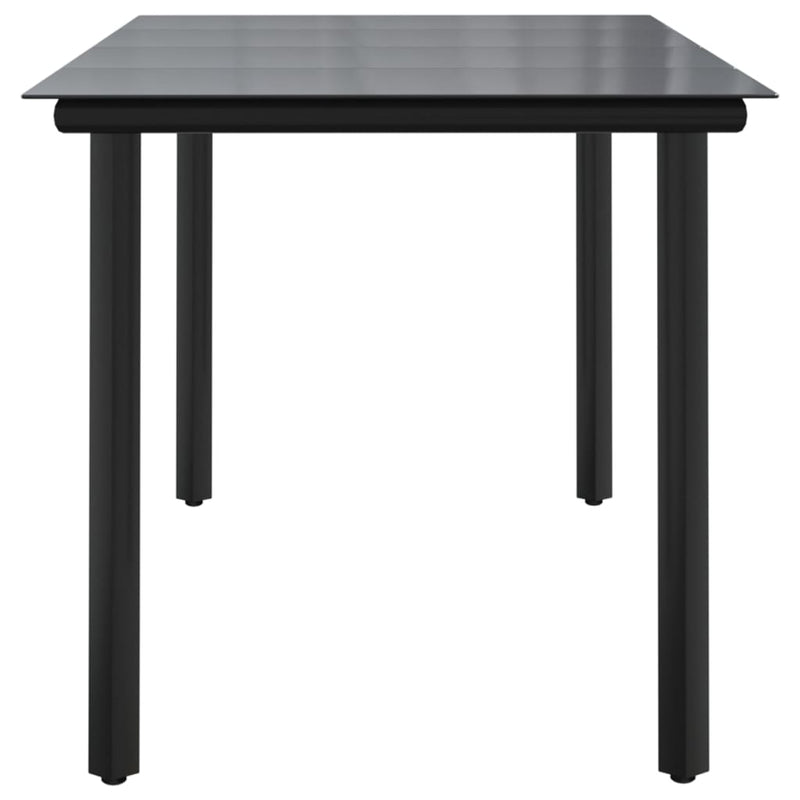 Garden Dining Table Black 160x80x74cm Steel and Tempered Glass