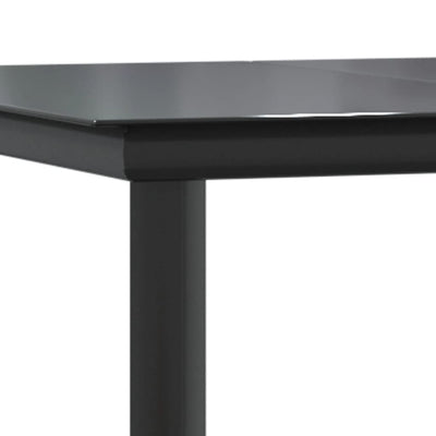 Garden Dining Table Black 160x80x74cm Steel and Tempered Glass