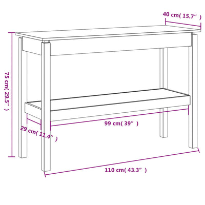 Console Table 110x40x75 cm Solid Wood Pine