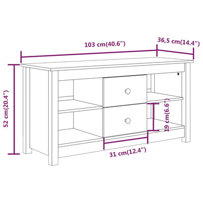 TV Cabinet 103x36.5x52 cm Solid Wood Pine