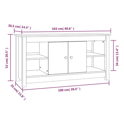 TV Cabinet 103x36.5x52 cm Solid Wood Pine