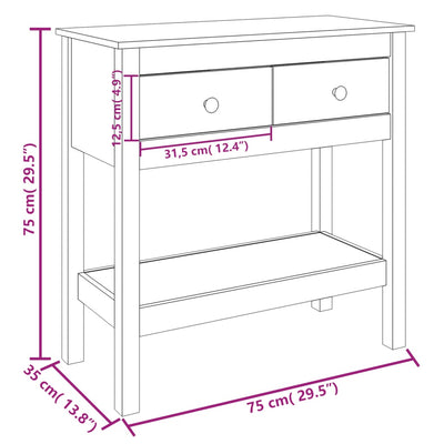 Console Table 75x35x75 cm Solid Wood Pine