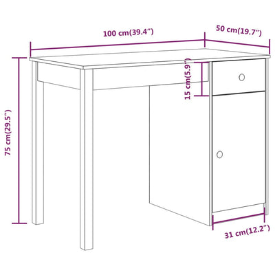 Desk 100x50x75 cm Solid Wood Pine