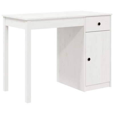 Desk White 100x50x75 cm Solid Wood Pine