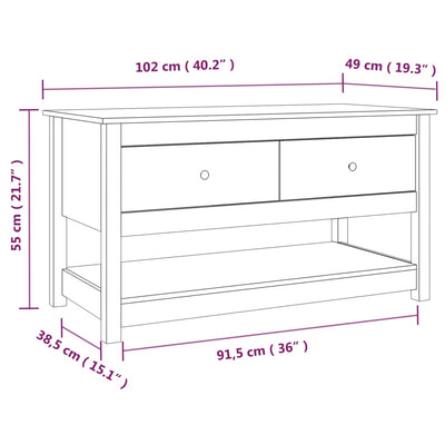 Coffee Table 102x49x55 cm Solid Wood Pine