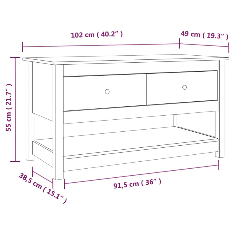 Coffee Table 102x49x55 cm Solid Wood Pine