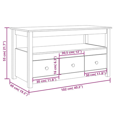 Coffee Table 102x49x55 cm Solid Wood Pine