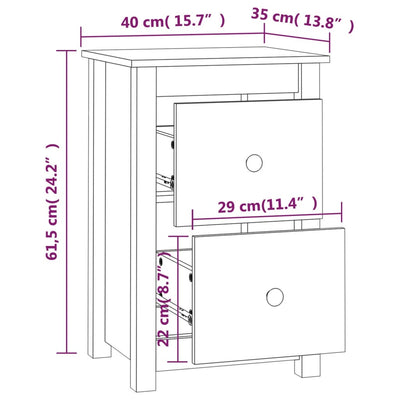 Bedside Cabinets 2 pcs 40x35x61.5 cm Solid Wood Pine