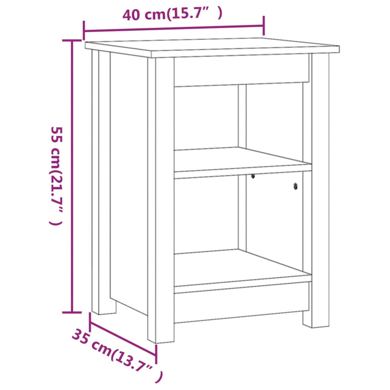 Bedside Cabinets 2 pcs 40x35x55 cm Solid Wood Pine