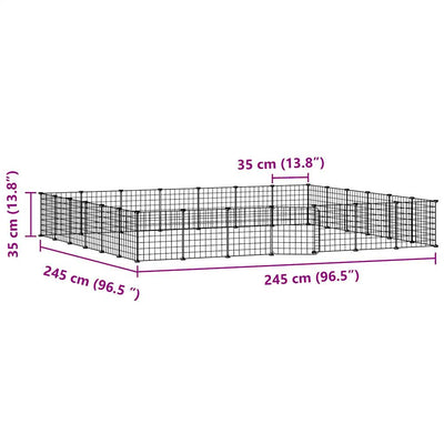 28-Panel Pet Cage with Door Black 35x35 cm Steel