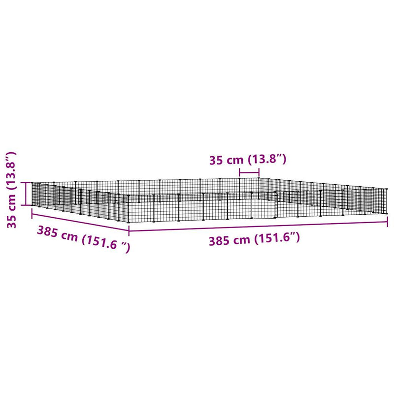 44-Panel Pet Cage with Door Black 35x35 cm Steel