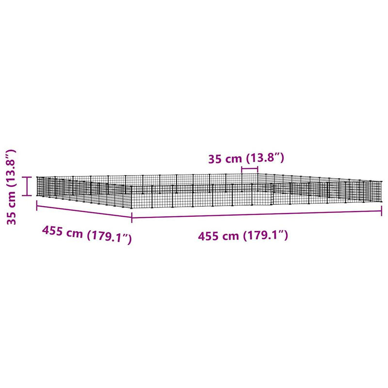 52-Panel Pet Cage with Door Black 35x35 cm Steel
