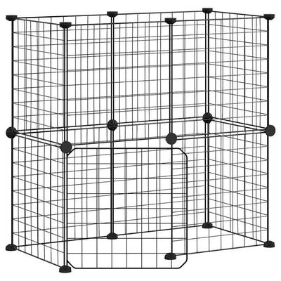 12-Panel Pet Cage with Door Black 35x35 cm Steel