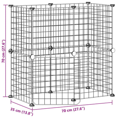 12-Panel Pet Cage with Door Black 35x35 cm Steel