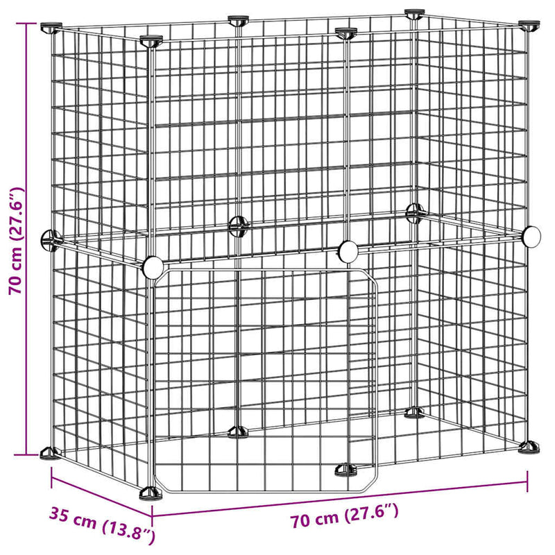 12-Panel Pet Cage with Door Black 35x35 cm Steel