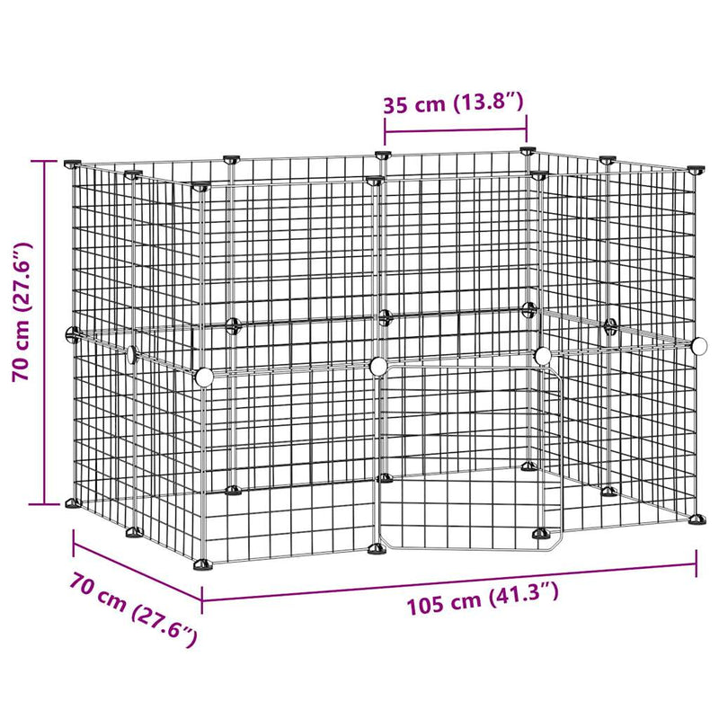 20-Panel Pet Cage with Door Black 35x35 cm Steel