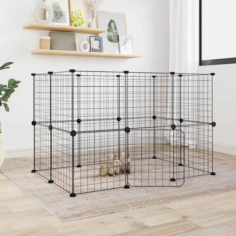 20-Panel Pet Cage with Door Black 35x35 cm Steel