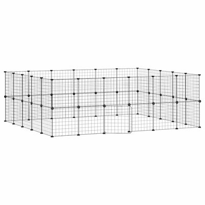 44-Panel Pet Cage with Door Black 35x35 cm Steel