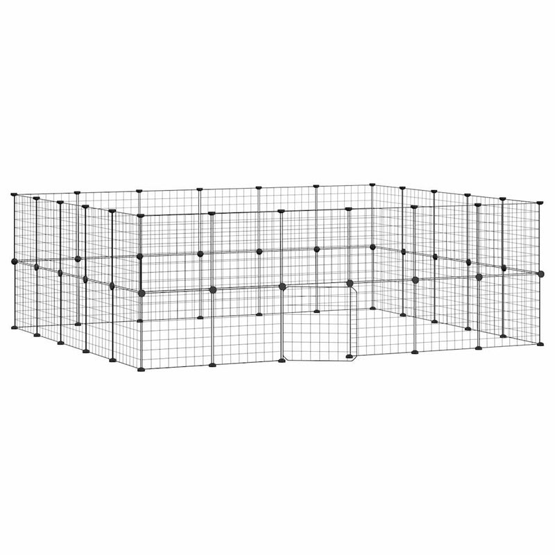 44-Panel Pet Cage with Door Black 35x35 cm Steel