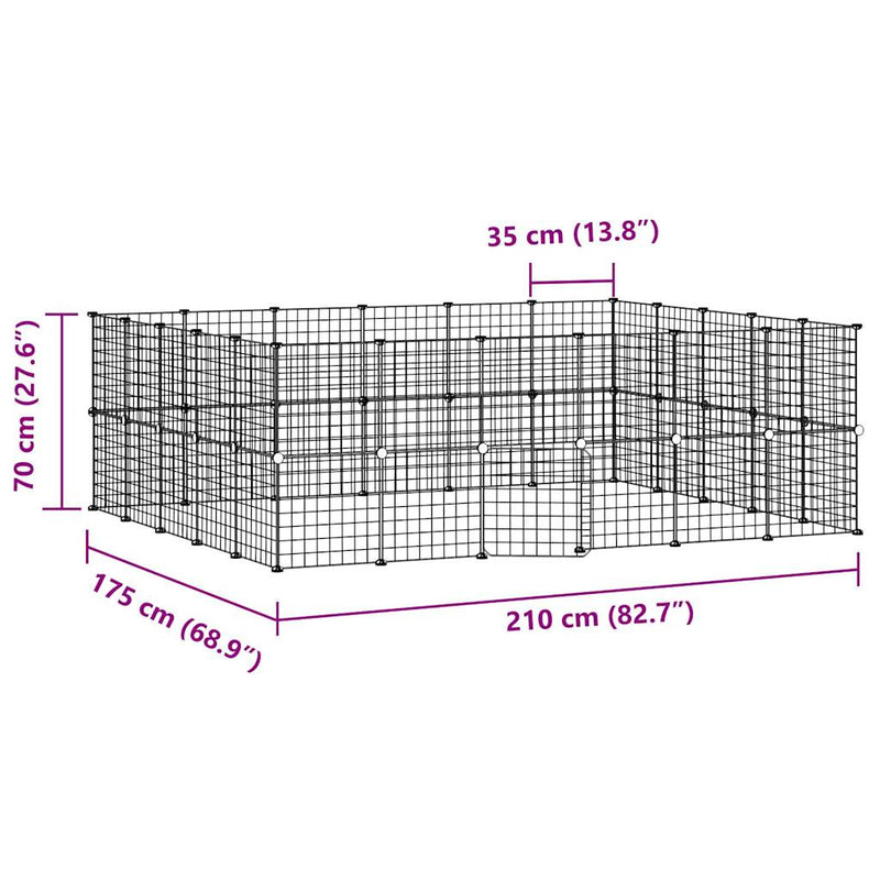 44-Panel Pet Cage with Door Black 35x35 cm Steel