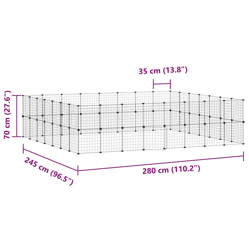 60-Panel Pet Cage with Door Black 35x35 cm Steel