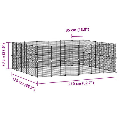44-Panel Pet Cage with Door Black 35x35 cm Steel
