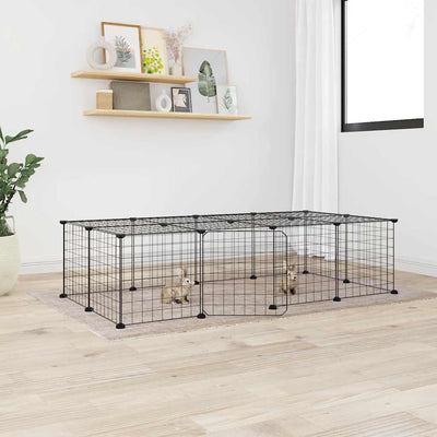 20-Panel Pet Cage with Door Black 35x35 cm Steel