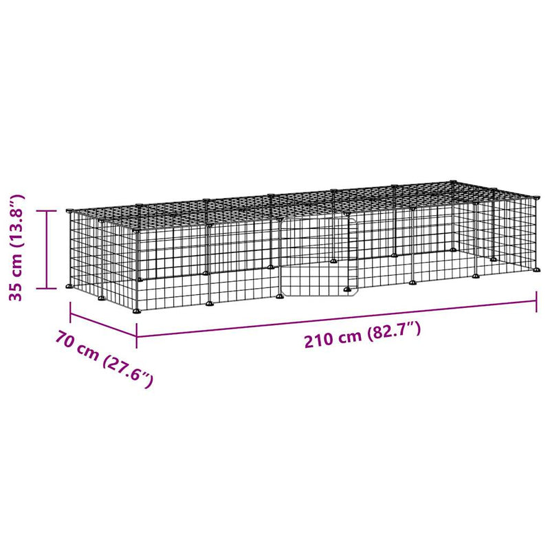 28-Panel Pet Cage with Door Black 35x35 cm Steel