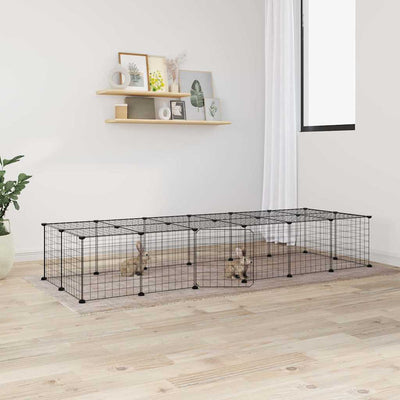 28-Panel Pet Cage with Door Black 35x35 cm Steel