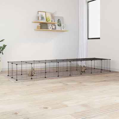 36-Panel Pet Cage with Door Black 35x35 cm Steel