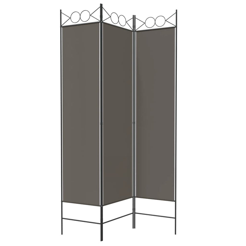 3-Panel Room Divider Anthracite 120x200 cm Fabric