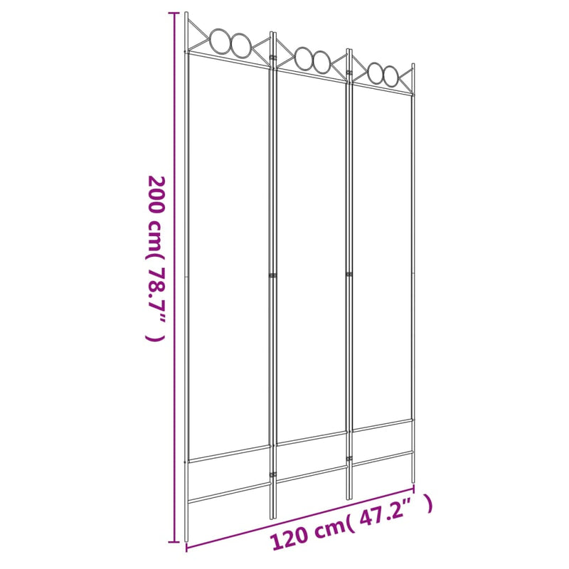 3-Panel Room Divider Anthracite 120x200 cm Fabric