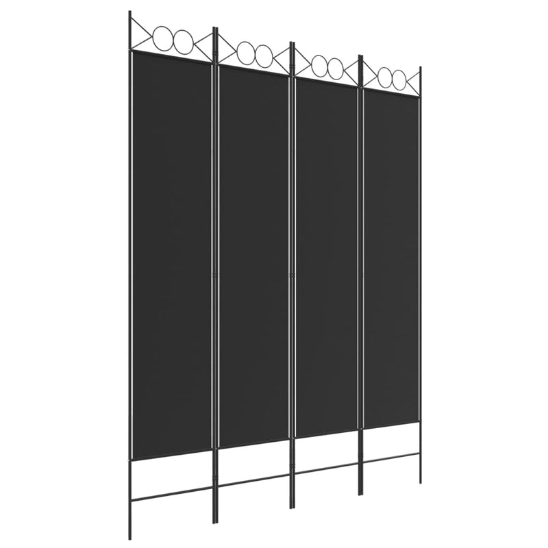 4-Panel Room Divider Black 160x200 cm Fabric