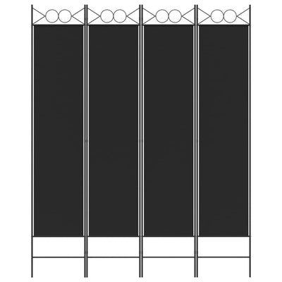 4-Panel Room Divider Black 160x200 cm Fabric