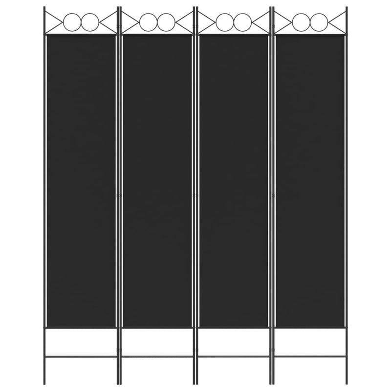 4-Panel Room Divider Black 160x200 cm Fabric