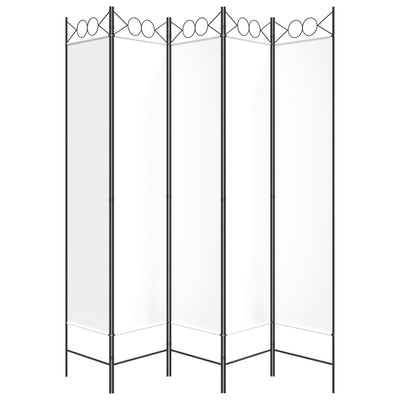 5-Panel Room Divider White 200x200 cm Fabric