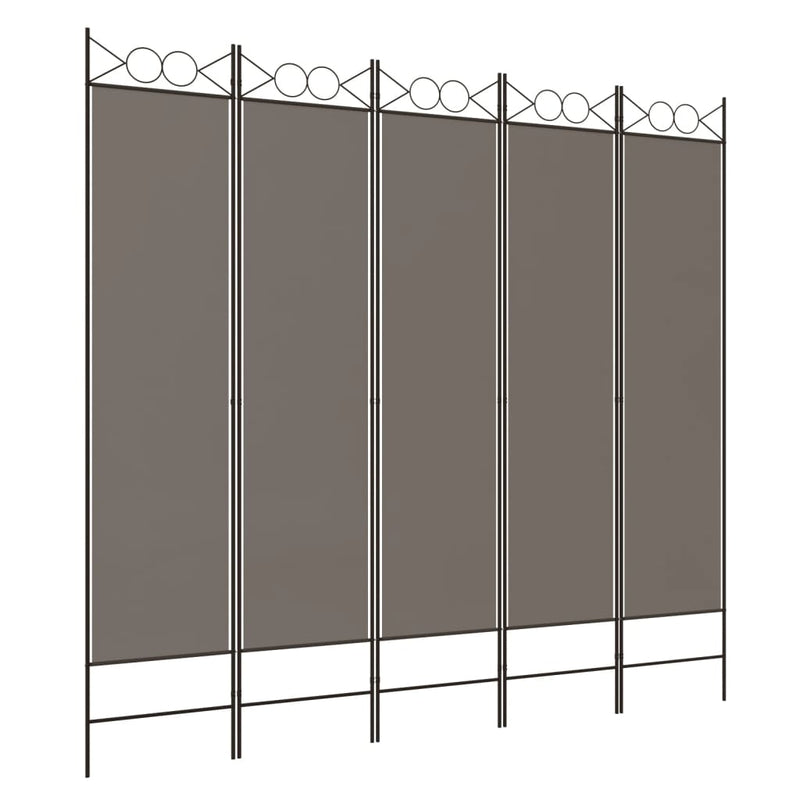 5-Panel Room Divider Anthracite 200x200 cm Fabric