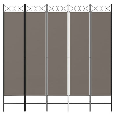 5-Panel Room Divider Anthracite 200x200 cm Fabric