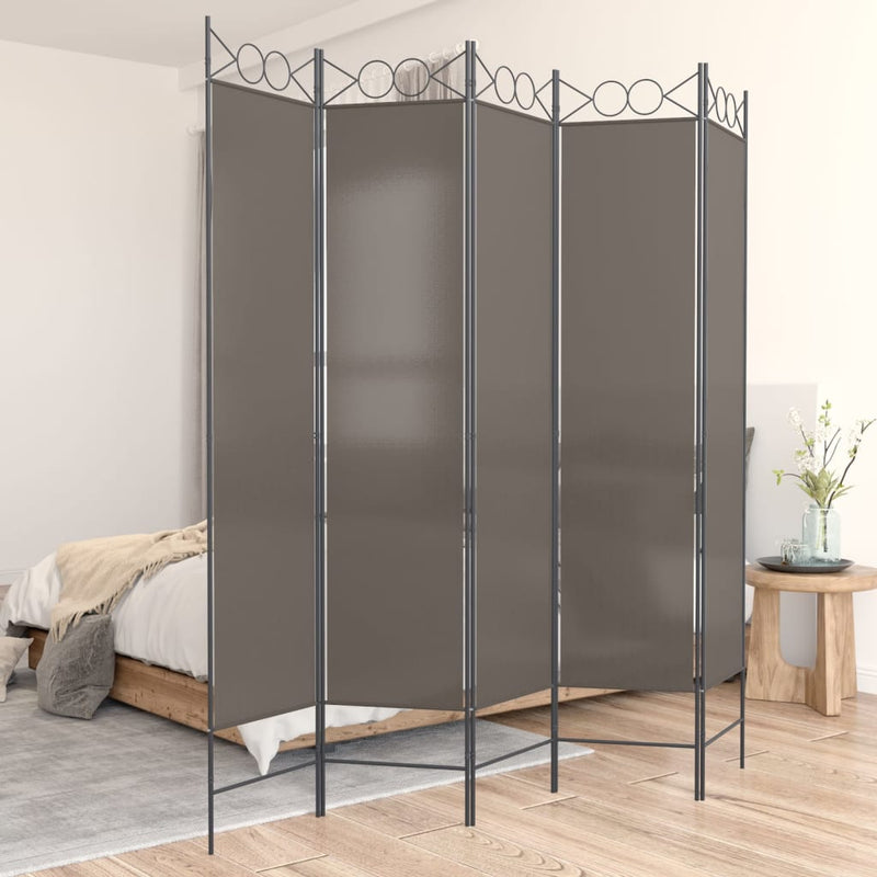 5-Panel Room Divider Anthracite 200x200 cm Fabric