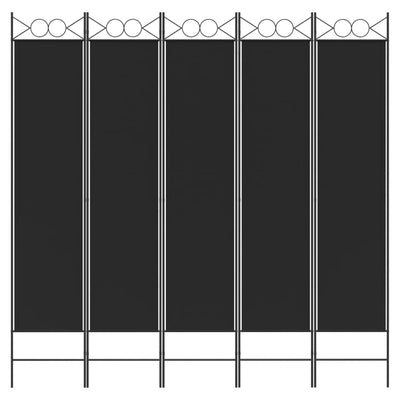 5-Panel Room Divider Black 200x200 cm Fabric