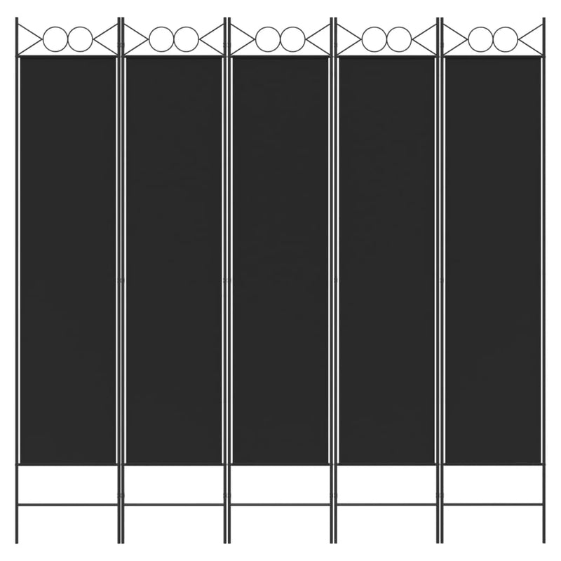 5-Panel Room Divider Black 200x200 cm Fabric