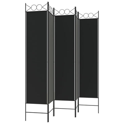 5-Panel Room Divider Black 200x200 cm Fabric